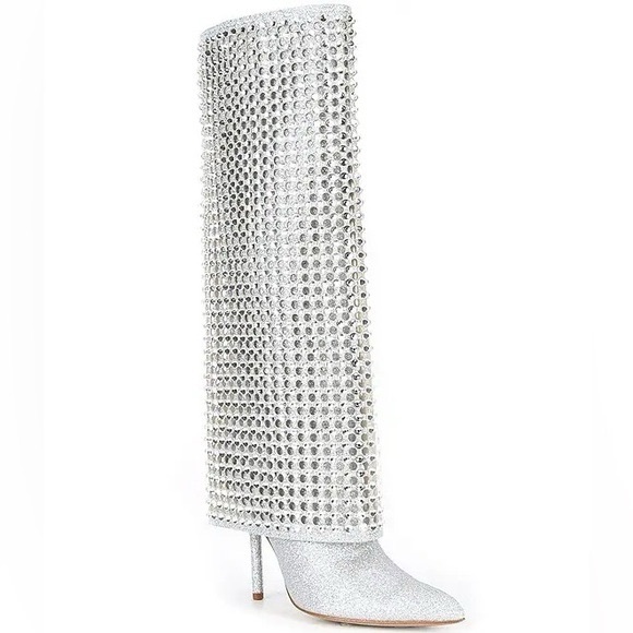 Gianni Bini Shoes - NWT Gianni Bini Lowry Glitter Rhinestone Foldover Stiletto Tall Boots Sz 7,5
